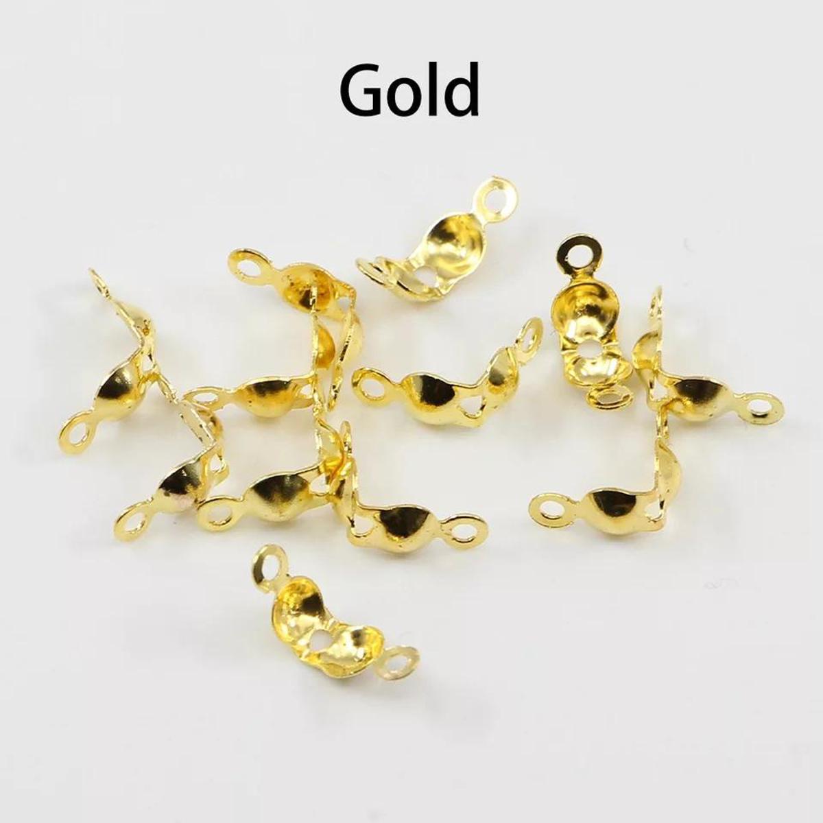 20pcs/lot gold silver Connector Clasp Fitting 4*7mm Ball Chain Calotte End Crimps Beads Connector Components For DIY  Findings Making Supplie