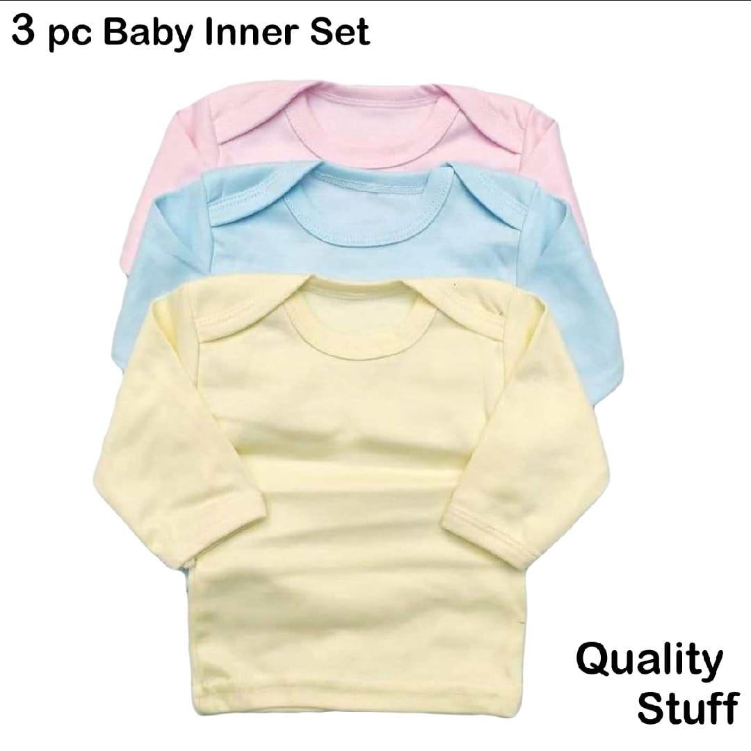 ZERI AND MERI Pack of 3 Newborn Baby Inner Vest Banyan In Cotton Stuff Newborn BOY Baby (UniSex)