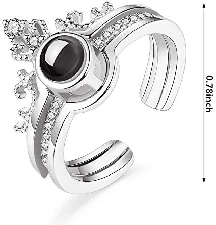 Love Ring for Girls I Love You 100 Languages Luxury Female Bridal Wedding Ring Set Fashion Projection Ring Love Romantic Memory Lovers Ring