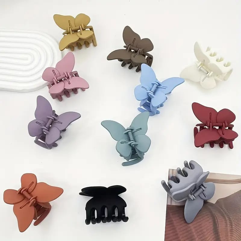 Trendy Elegant Butterfly 🦋 frosted hair clip Girls women hair catcher | Elegant Butterfly Frosted Hair Clips for Girls & Women | Pack of 6, 3, or 1  Hair Catchers Clips for Women and Girls, Strong Grip, Multi-Color, Trendy Design