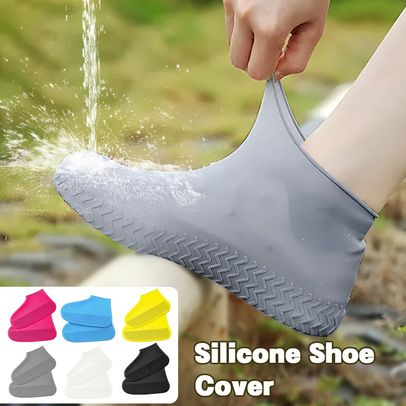 New Reusable Silicone Rain Boot Covers 1 Pair, Waterproof and Non-Slip Outdoor Shoe Protector with High Elastic Material, Durable Overshoes for Men and Women for Walking, Running, or Commuting in Rainy or Slushy Conditions