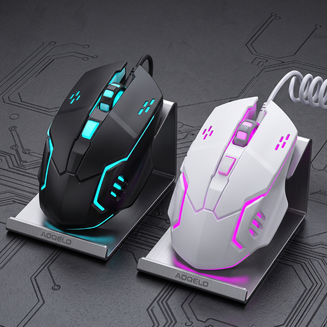 Panorama Wired Gaming Mouse RGB with Adjustable dpi - 6 Button Optical Mice with Mouse Pad for PC, Computer, Gaming, Laptop, Pubg, Mobile - Black and White