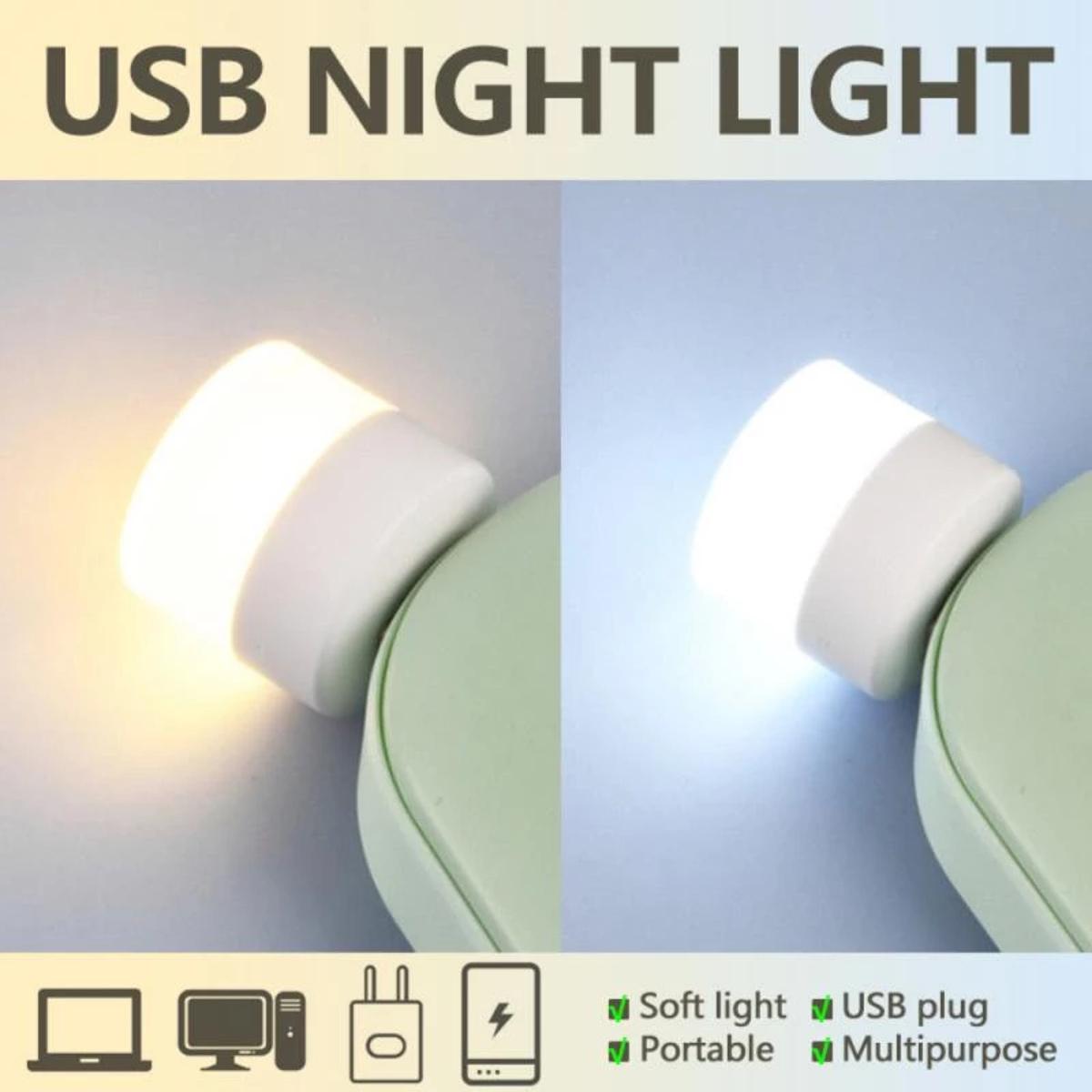 Portable Mini USB Led Night Light Bulbs | White & Warm | Ambient lighting Bulbs | Universal for Laptops, Power banks, Mobile Chargers & Other USB supported ports