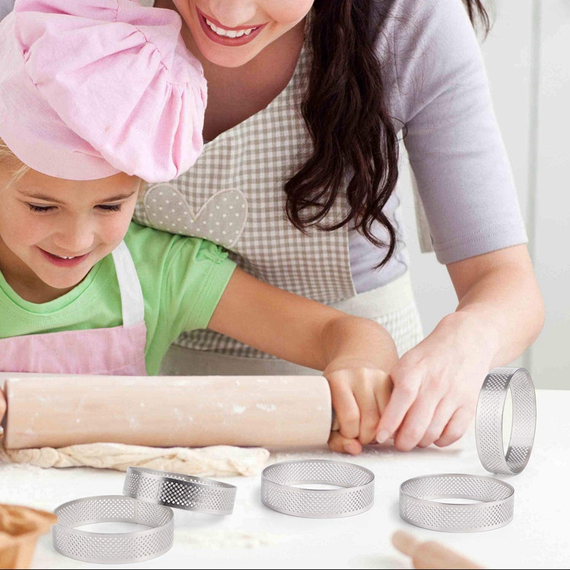 58％以上節約 8 Pack Round Tart Ring, Perforated Rings For Baking, Stainless
