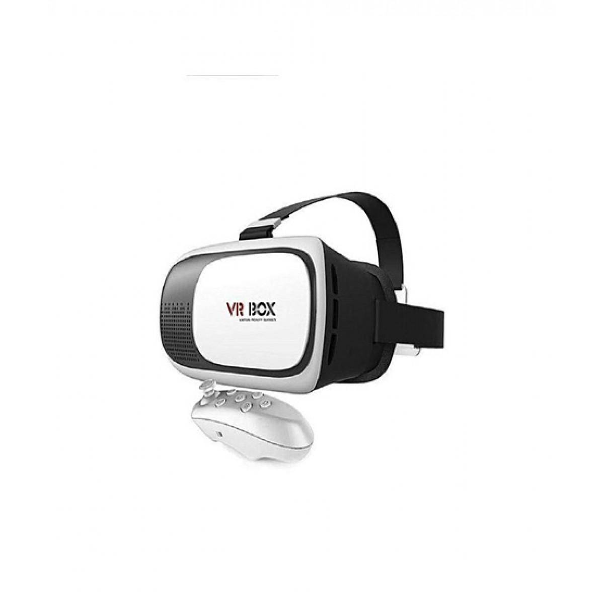 VR Box Version 2 3D Glasses with Remote - White & Black