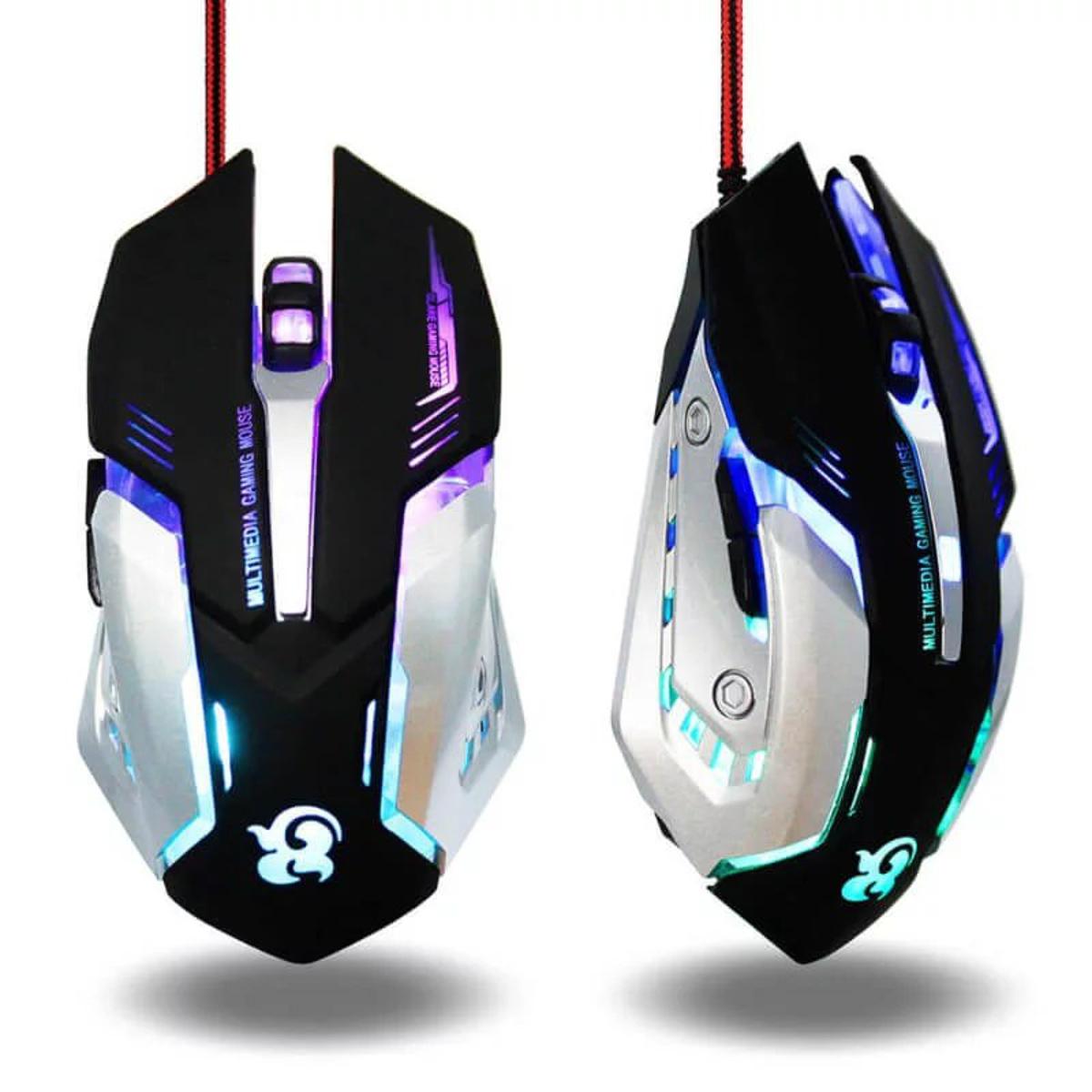 Inner Setting T9 USB Wired Gaming Mouse | 3600DPI Adjustable High Sensitivity Optical Computer Accessories | 6 Buttons Programmable LED Backlit Lighting Ergonomic Desktop Laptop Gamer Peripheral Professional Silent Click High-Precision Tracking-Black