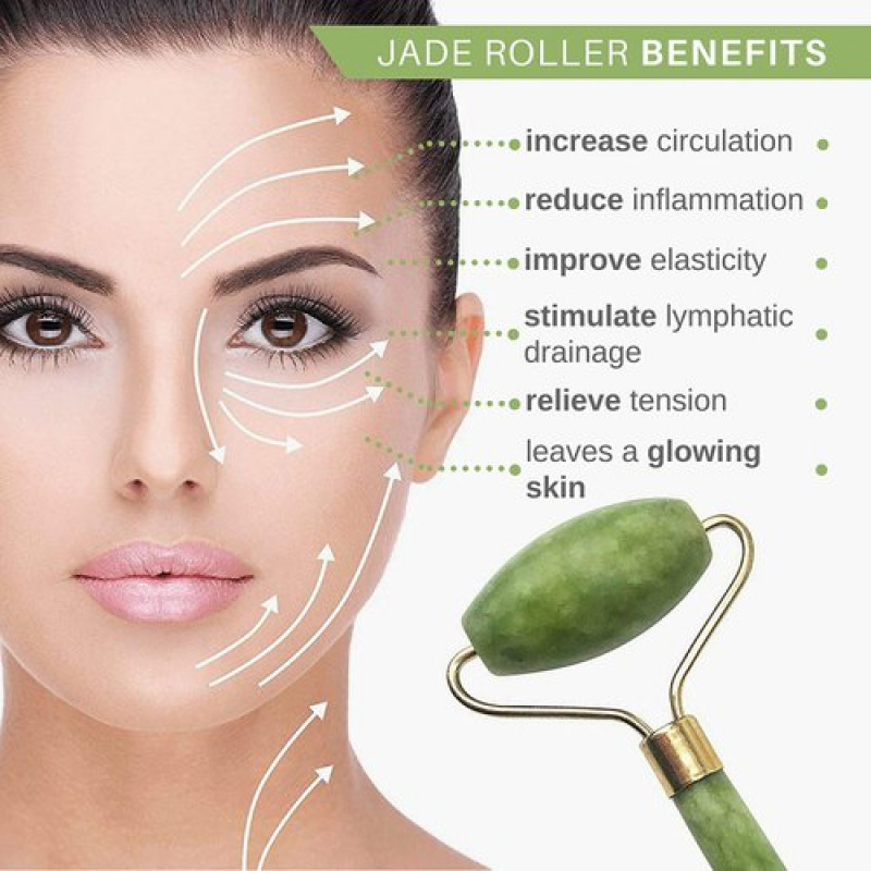 Jade Roller – Facial Beauty Roller and Skin Care Tools for Glowing Skin, Anti-Aging, and Relaxation – Natural Jade Stone Face Roller for Toning, Sculpting, and Massage