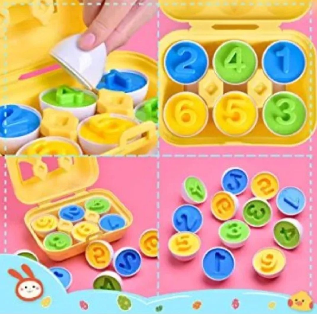 6 Pcs Montessori Color & Number Matching Eggs Toy for Toddlers | Educational Number Sorter, Color Recognition Puzzle, Fine Motor Skills Learning Game