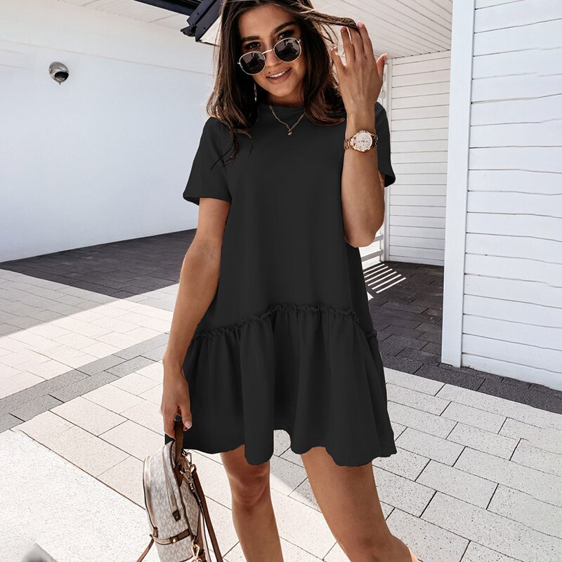 Loose Casual Short Sleeve Mini Dress 