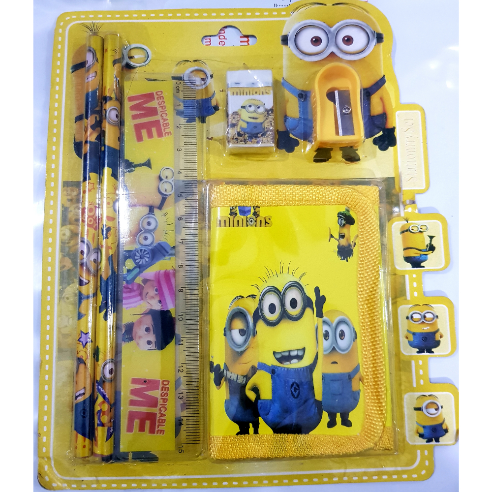 Stationery Set for kids cartoon character minion (Set of 6 pcs.) | Daraz.pk