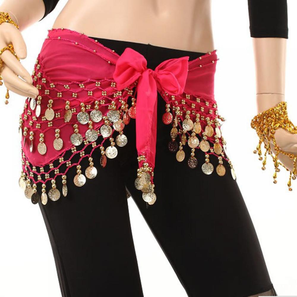 NEPAK 3 Pcs Women's Belly dance Belt Hip Scarf With Gold Coins Skirts Wrap  Noisy : : Clothing & Accessories
