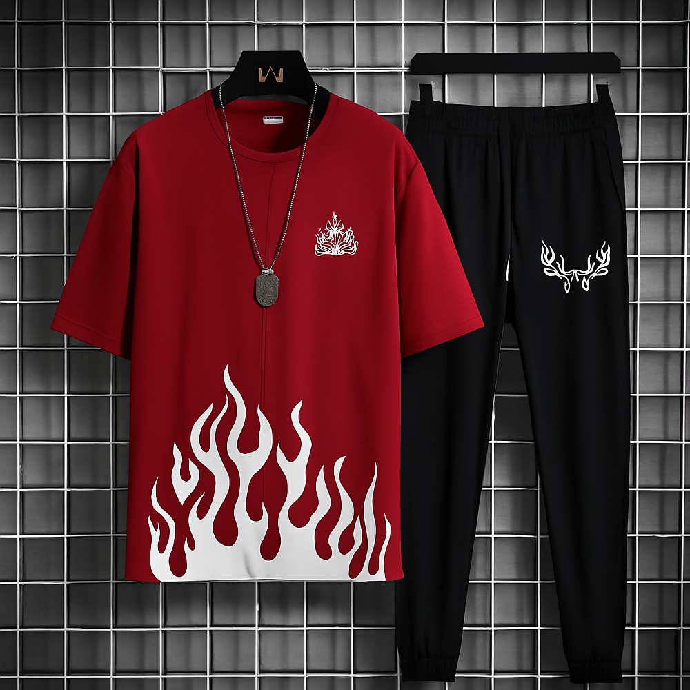 Marron New trendy fired printed premium quality tracksuit for men and boys