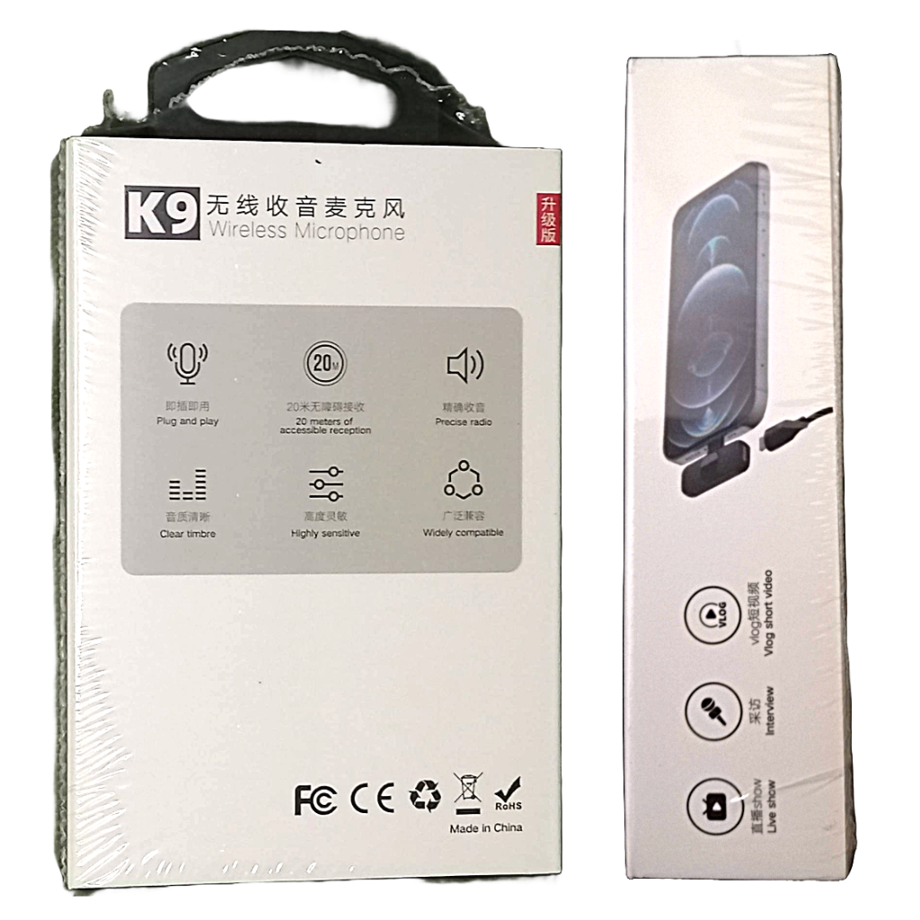 K9 Wireless Microphone - Wireless Mic for Mobile Phones, Laptops, Tablets, Android, Type-C Devices & Other Compatible devices - Lavalier Wireless Microphone - K-9 Collar Wireless Microphone