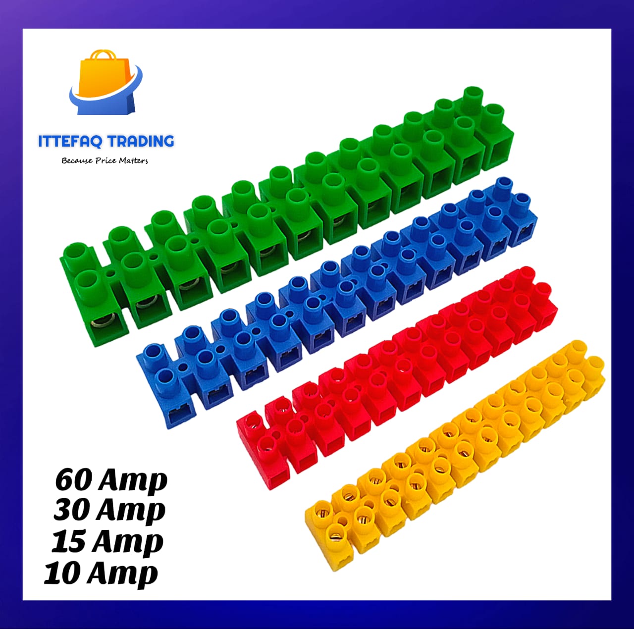 Wire Connector Cable Connector Connector Strip Brass Terminal Heavy Duty Plastic Body 12 Way Wire Joint  10Amp, 15Amp, 30Amp, 60Amp