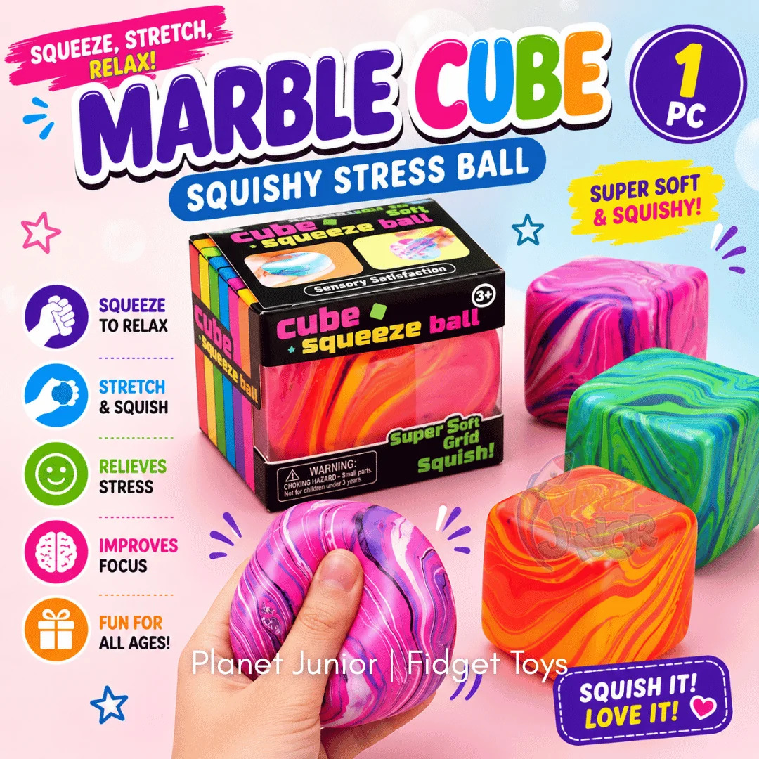 1pc Glitter/Plain/Marble Ice Cube Stress Cube Squishy Stress Balls for Adults Kids Fidget Toy for Your Best Mellow and Chill
