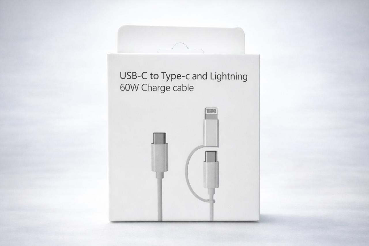 2-in-1 60W Fast Charging Nylon Cable | USB-C & Lightning for iPhone, MacBook, iPad & Android price in Pakistan