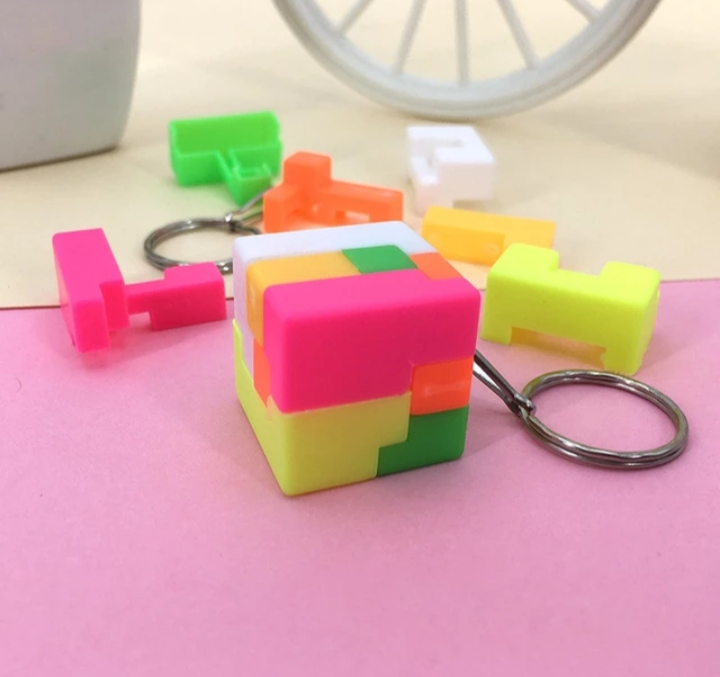Pack of 4- Intelligent Puzzle with Key Chain Rings for KIDS PLAY FUN (High Quality)