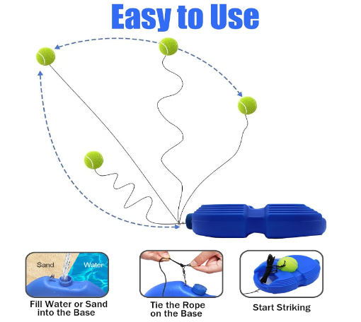 Solo Cricket & Tennis Rebound Trainer – Self Practice Ball with Elastic Cord & Base | Portable Training Equipment to Improve Swing, Coordination & Control