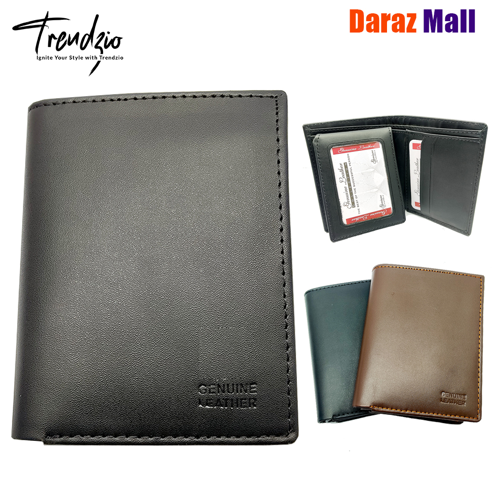TRENDZIO Genuine Cow Leather Men Wallets Short Bifold Book Wallet for Men Slim Business Card Holder Wallet