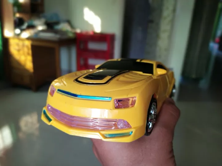 Transforming Robot Car, One Button Deformation Car Robot Toy with Realistic Race Car Sounds, LED Lights and  Bump and Go Robot Function