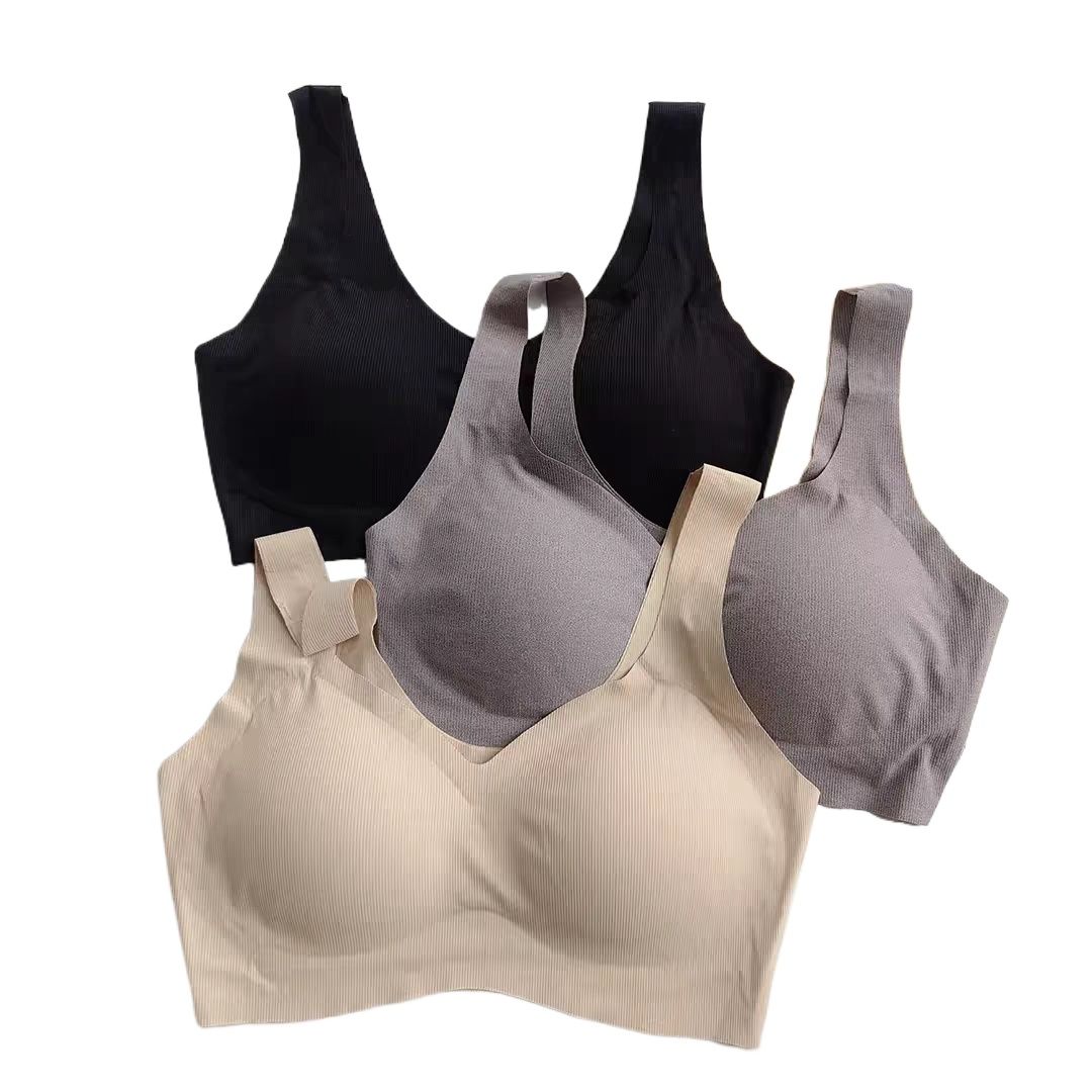 Women Ice Silk Thin Vest Bra, Push Up, Seamless, CasWomen Ice Silk Thin Vest Bra, Push Up, Seamless, Casual, Soft Tops Padded Bra, Vest Styleual, Soft Tops Padded Bra, Vest Style Sports Base Underwear Yoga Tops Fitness Pad Removeable Women Girls Sport Bra