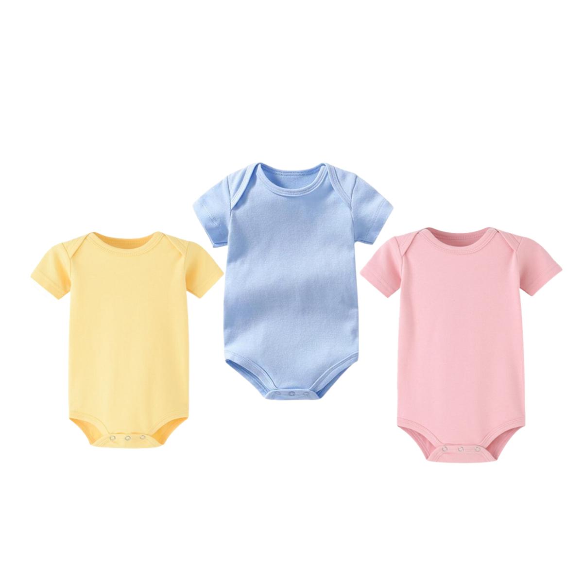 Pack of 3 Newborn Baby Bodysuits Romper in Cotton Stuff for Newborn Baby (Unisex) Available 0 to 12 Months - Half Sleeves - Multicolor