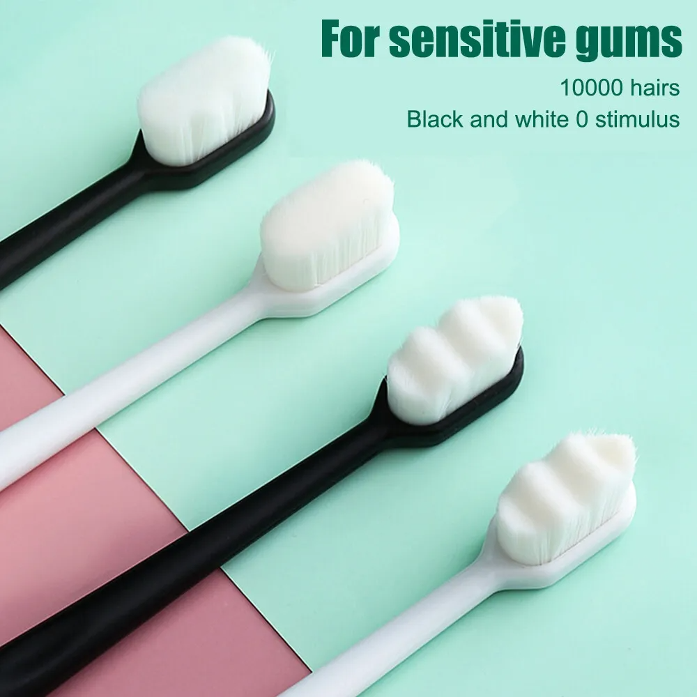 Ultra Fine Soft Toothbrush Nano Bristle Adult Tooth Brush Teeth Deep Cleaning Dental Oral Care Antibacterial Gum Health Hygiene Super Micro Toothbrushes For Sensitive Gums Fiber Thin Hair Whitening Superfine Thick Bristled Cleansing Handle Multicolour