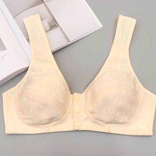 Breathable Seamless 3-Button Front Opening Nursing Bra for Maternity Support