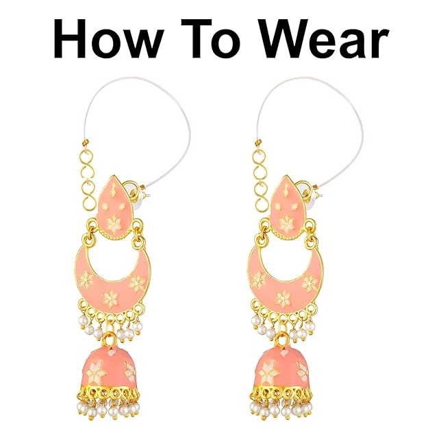 ear chains, Golden Transparent, Stretchable Ear Chain for Heavy Earrings – Ear Support for Women & Girls
