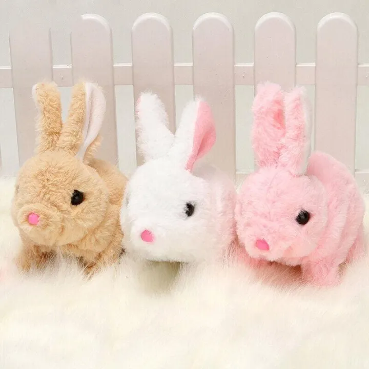 Electric Walking & Jumping Plush Rabbit Bunny Toy with Sound and Motion for Kids (Random Colors)