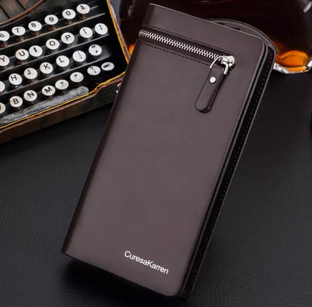PU Leather Long Wallet For Men Card  Holder Slim Money Mobile Wallet
