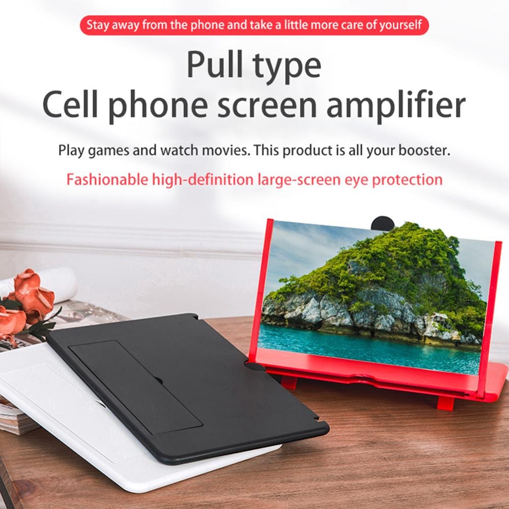 L6 12-Inch Curved Smartphone Screen Magnifier – Up to 12-Inch Mobile Phone Video Amplifier with 3D Pull-Out Enlarged Screen, HD Zoom, Eyes Protection & Foldable Design – Mobile Display Pull Out Enlarged Mobile Screen Magnifier Support For All Smartphones