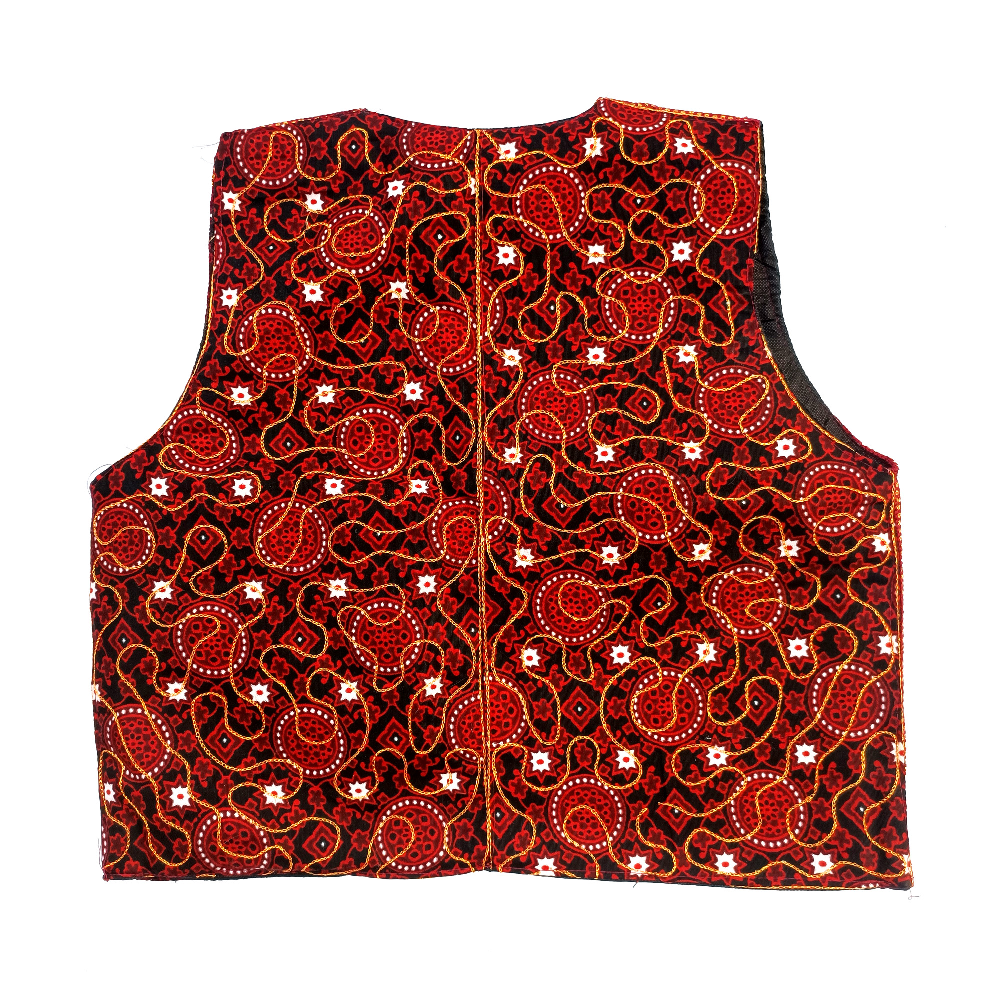 Sindhi Ajrakh Waist Coat Koti for Adult Females crafted with Embroidery & Reflective Sequins Pakistani Embroidered Tradition Wear Waistcoats