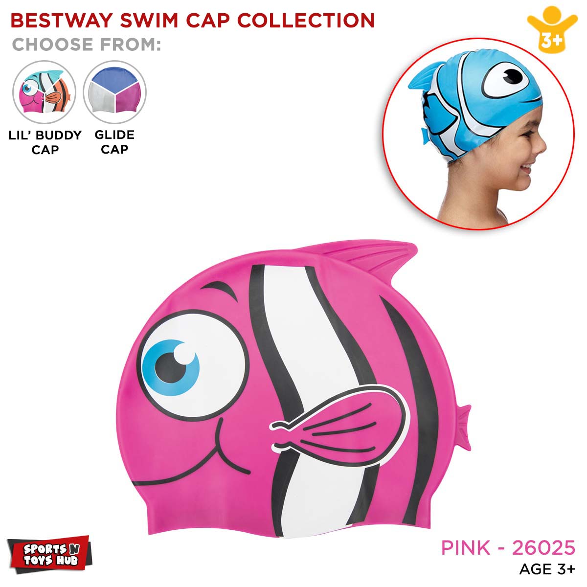 Bestway Swim Cap For Kids, Youth, Men 