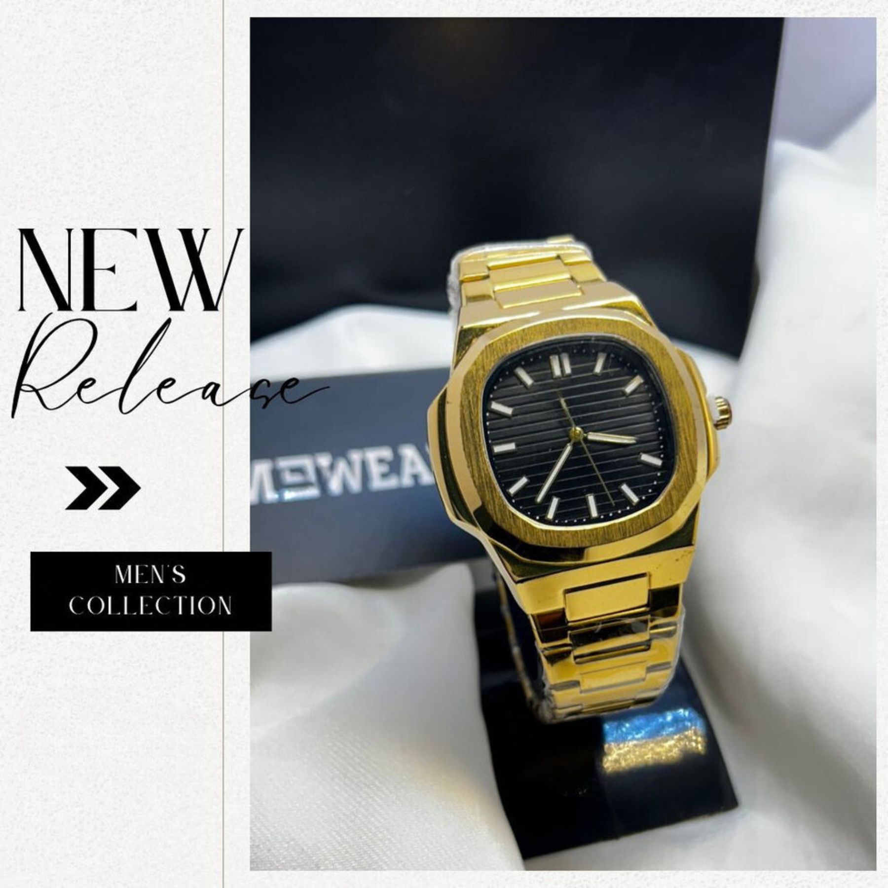 Bin-b Nautilus Watch for Men Stainless Steel Strap Quartz Watch Business and Ultra Thin Style Multiple Colors