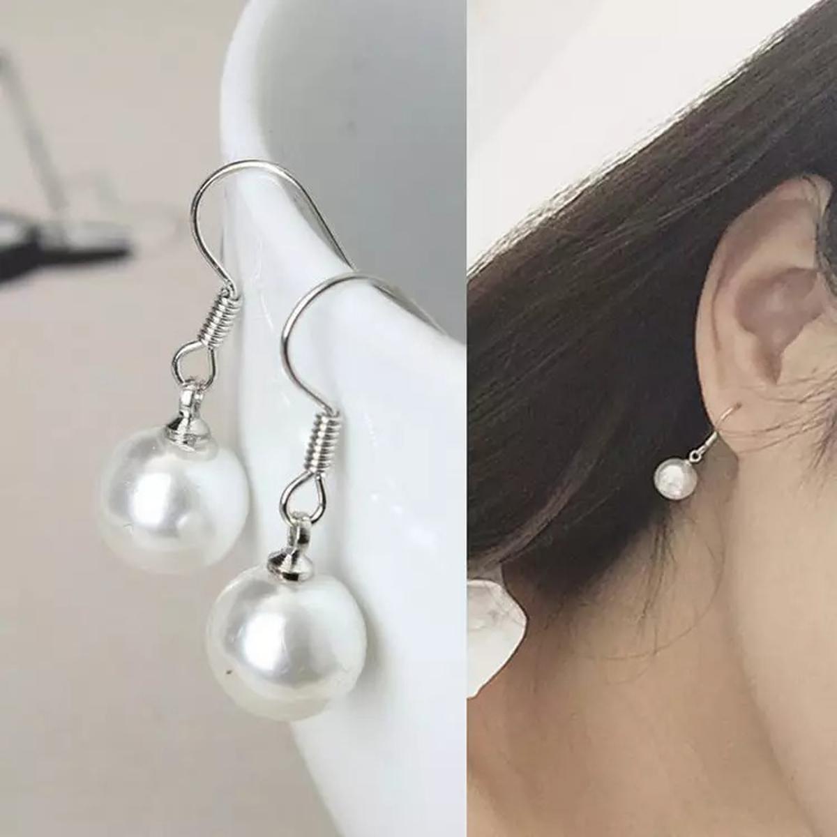 Pearl Drop Earrings For Girls and Women Round Simple Stylish New Design Korean High Quality Golden and silver Sphere stud Drop Earrings