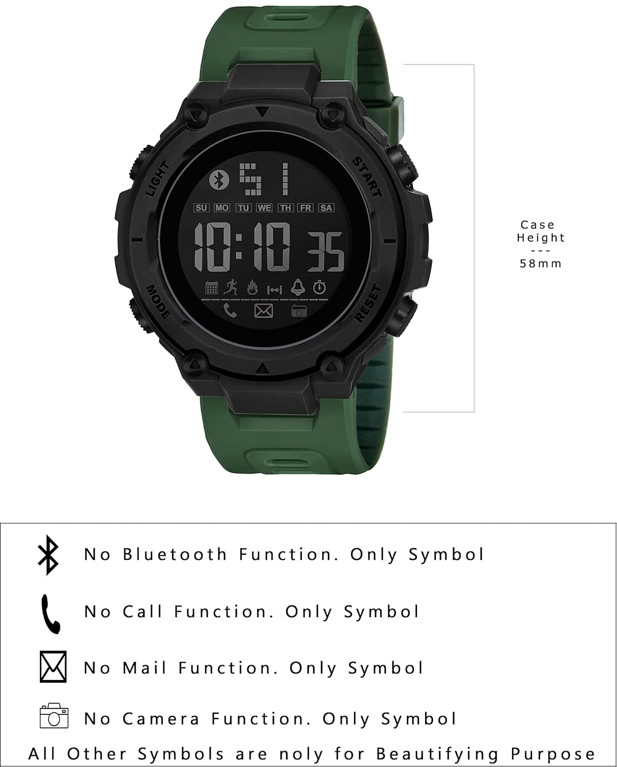 Men's Digital Sport Watches Waterproof Military Style LED Backlight Rubber Strap Big Numbers Display Digital Watch For Men