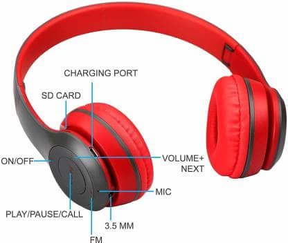 P47 Wireless Headphones Bluetooth Stereo Head phones Foldable Headset with Mic Wireless Built-in Mic compaible for all Android Devices and PC