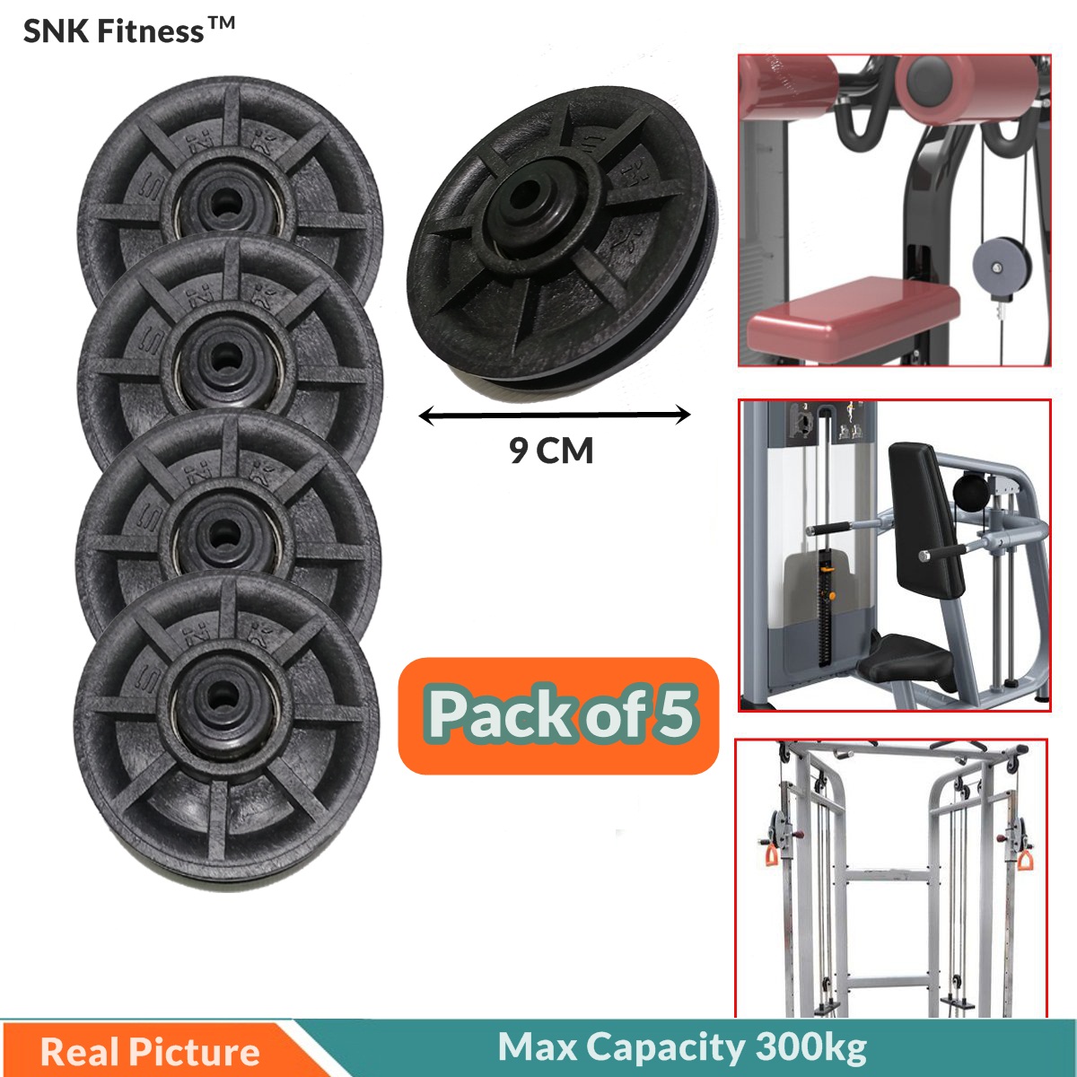 SNK Fitness Pulley Wheel Cable Gym Fitness Equipment Part Stainless Steel Bearing Pulley  Load For Lifting Cable Workout Gym Wheel