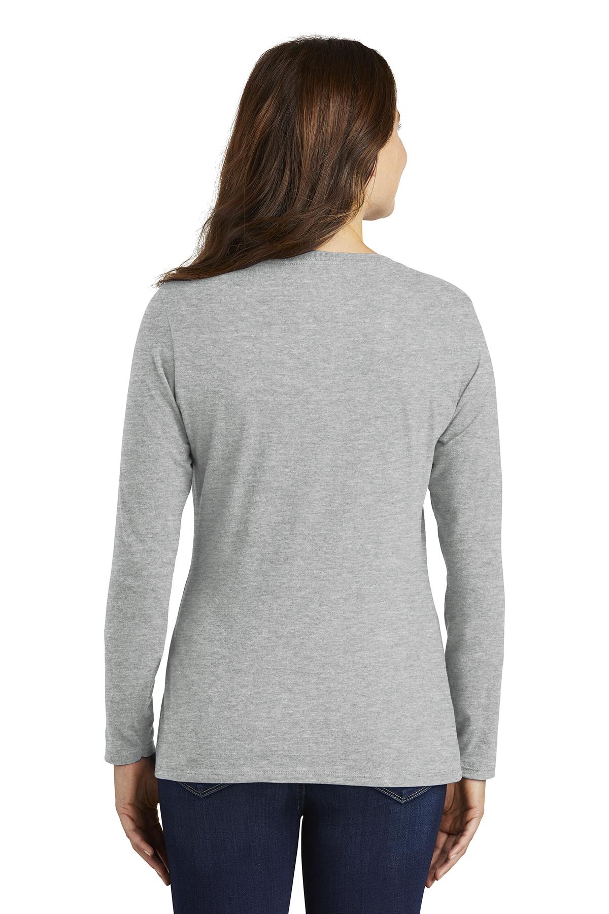 Grey Ladies Core Cotton Long Sleeve T Shirt for Women