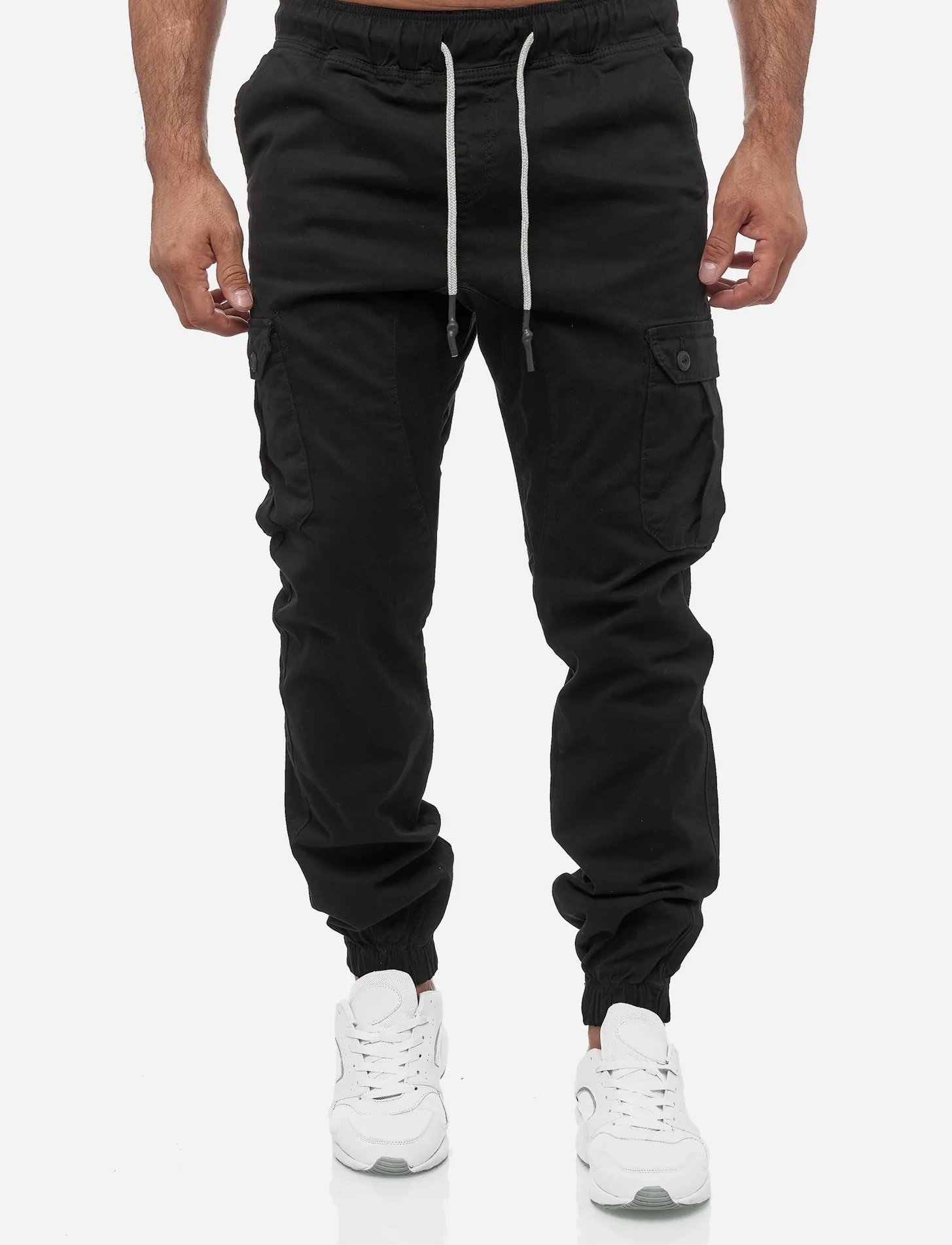 HashBack Men's Cargo Jogger Trousers Multicolor Cotton Summer 6-Pocket Elasticated Bottom Stylish Fit