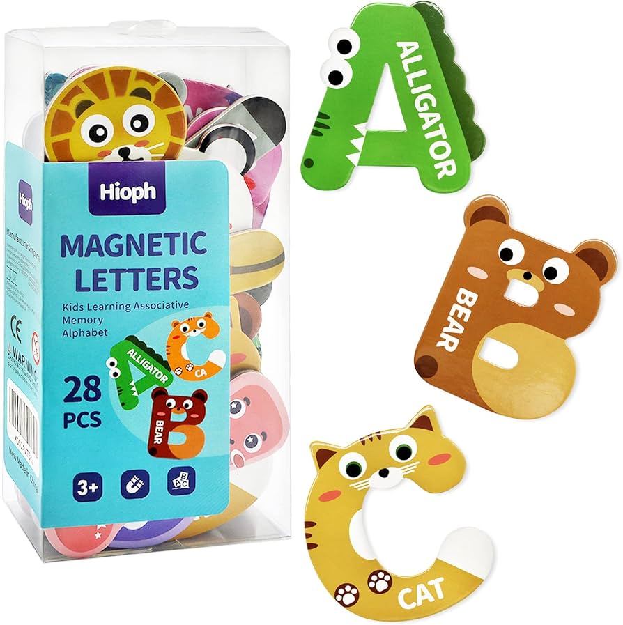 Large Magnetic Letters for Kid Magnets Fridge Animals Alphabet Toys, Children Magnetic Refrigerator Uppercase ABC Alphabet Cute