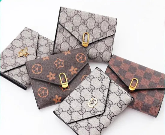 Korean Style Slim Trifold Faux Leather Wallet with Card Holder for Women