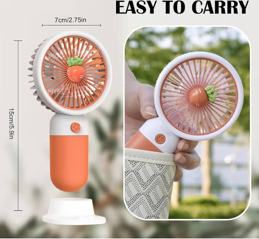Mini Portable USB Fan 3 Speed Cute Handheld Fan | Rechargeable Cooling Fan | Compact Travel Desk & Hand Fan