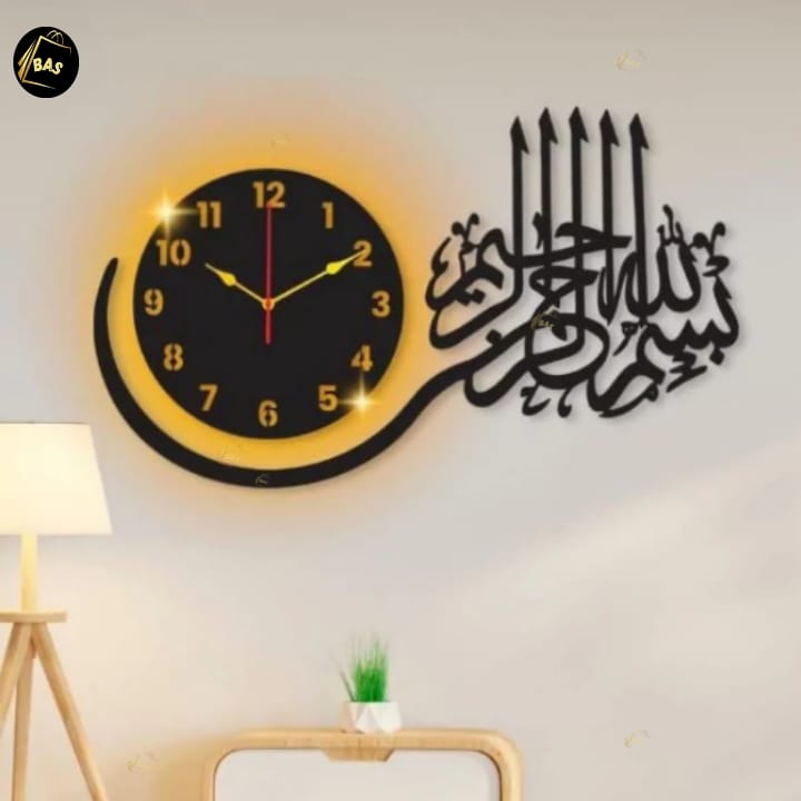 Wooden Wall Clock, 3D Wall Clock, Large Size Wall Clock, Watch, Wooden Clock, Clock for Home Decor, New Design clock for Room and Office, Clock for Hall Way, Wooden Decorative Wall Clocks, Clocks, Clock for Room, LED Wall Clock, Clock with LED Light