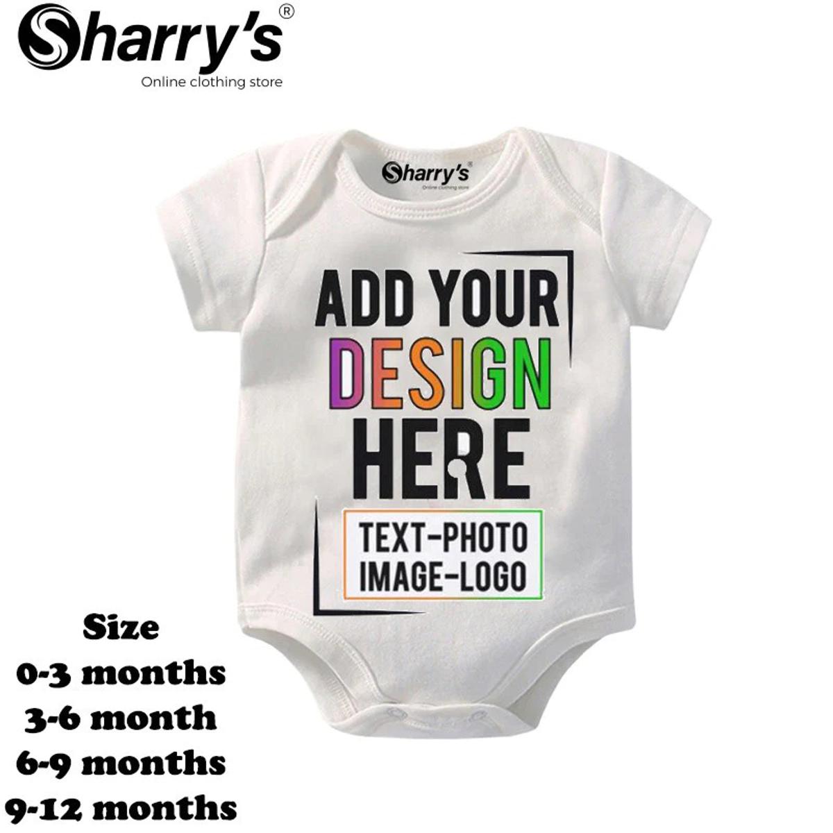 Sharrys Half Sleeves Add Your Own Design Baby Romper Bodysuit For Babies infant Onesis 0-14 Months Summer Wear Trendy Printed