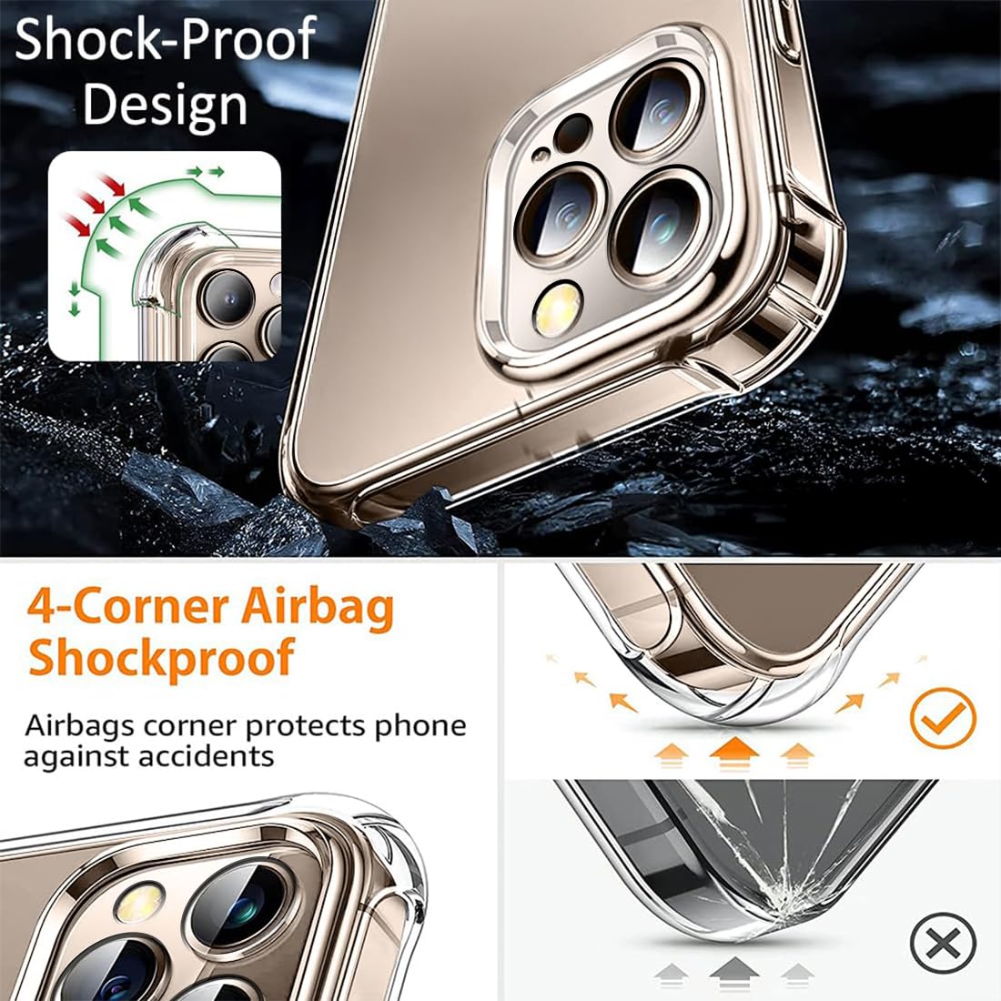Phone 16 Pro Max / Phone 16 Pro _ Bumper Transparent Back Cover Soft TPU Shock Proof Drop Protective Crystal Clear Case (Imported Transparent)