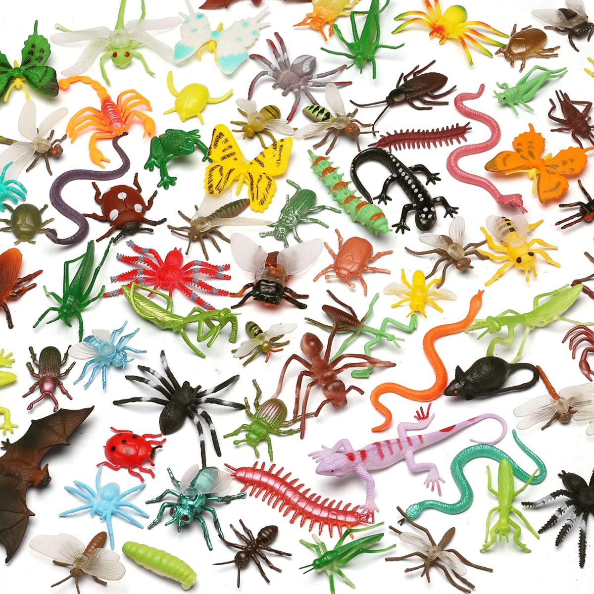 50 Pieces Pack Mini Plastic Bugs Set  Realistic Insects Toy for Child Bugs Figures Toy for Kid  Toddler & Education Themed Party
