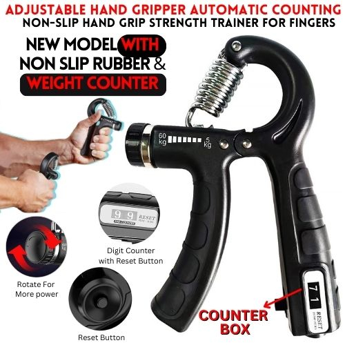 Adjustable Hand Gripper 5–60KG | Hand Grip Strengthener with Counter Option | Finger Wrist Forearm Trainer | Non-Slip Grip Exerciser | Home Fitness & Strength Training Tool for Men & Women