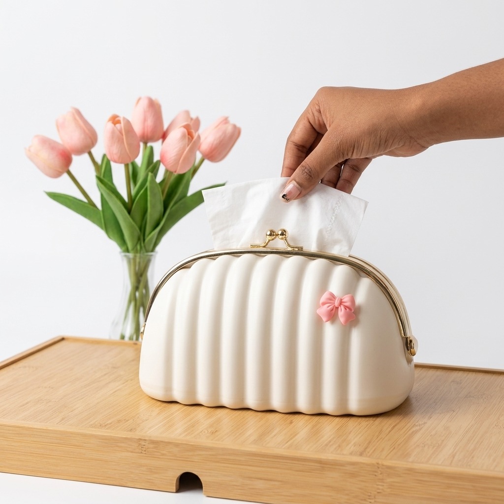Ghar Kart Decorative Shell Tissue Box Case  Luxury Bread Style Napkin Holder  Modern Tissue Paper Box for Living Room, Office & Tea Table
